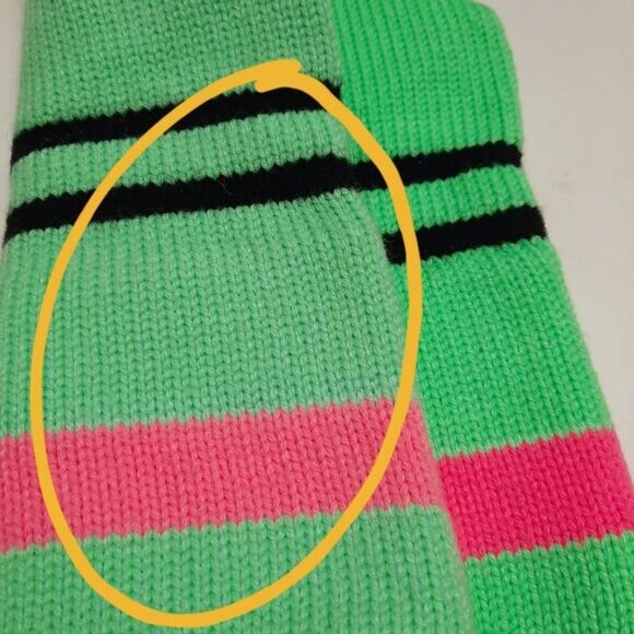 Retro 80's CAPPELLO 100% Wool Intarsia Stripe Pattern Knit Beanie Hat Green OS - Picture 8 of 15